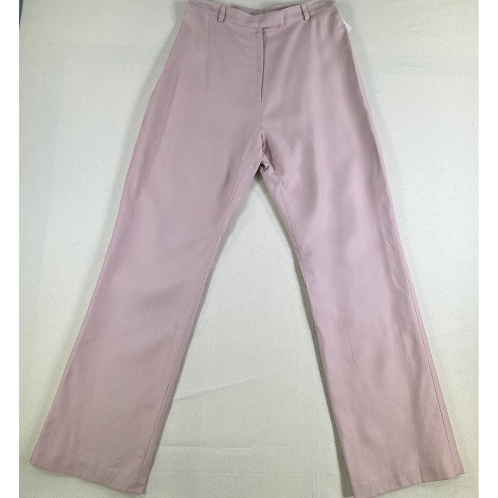 Neiman Marcus Exclusive 100% Silk Trousers Pink Straight Leg Dress Pants Size 8
